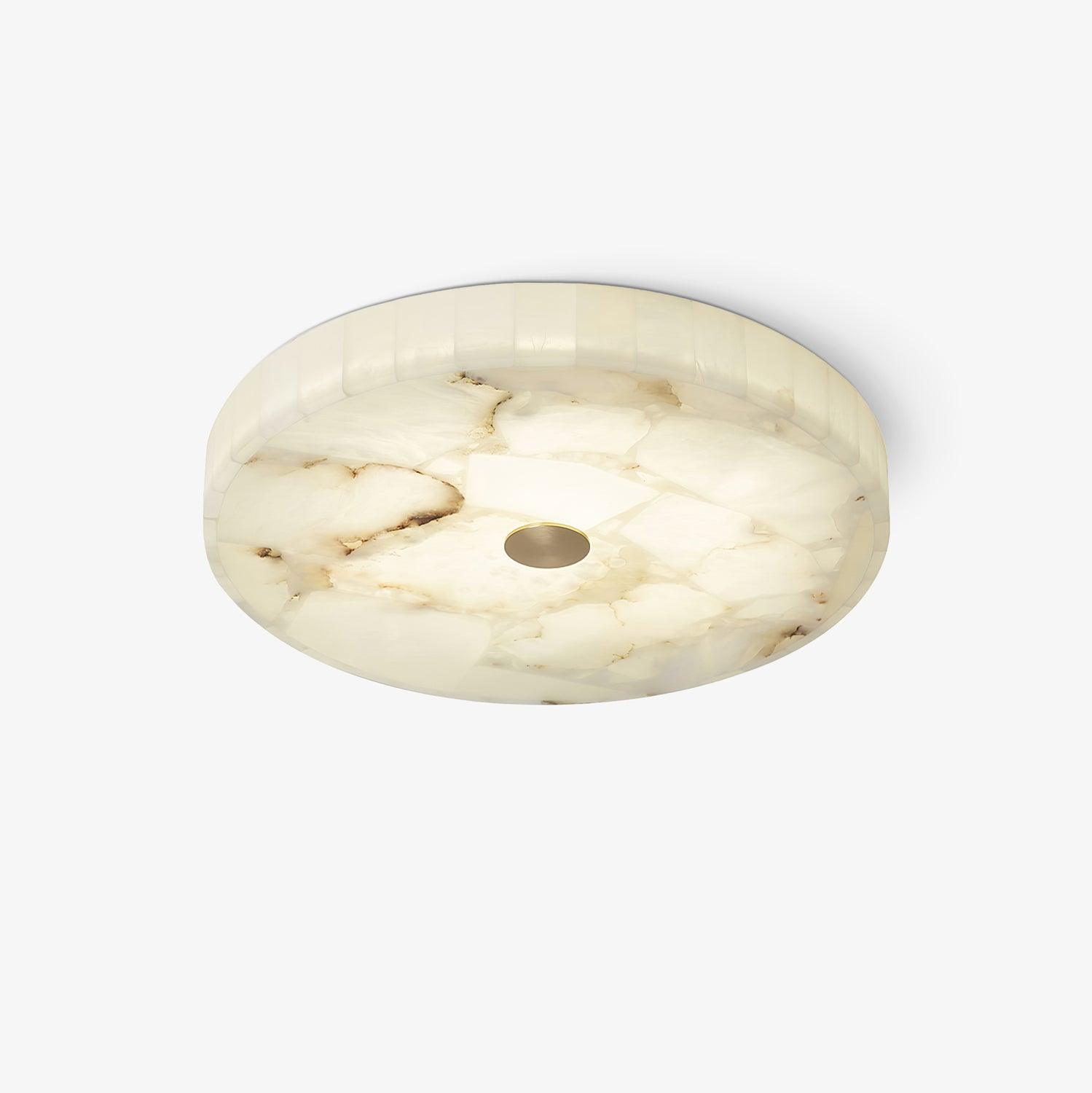 Alabaster Round Flush Mount Ceiling Light Fixture with Integrated LED - Unique Mosaic Design, Energy Efficient Lighting 1