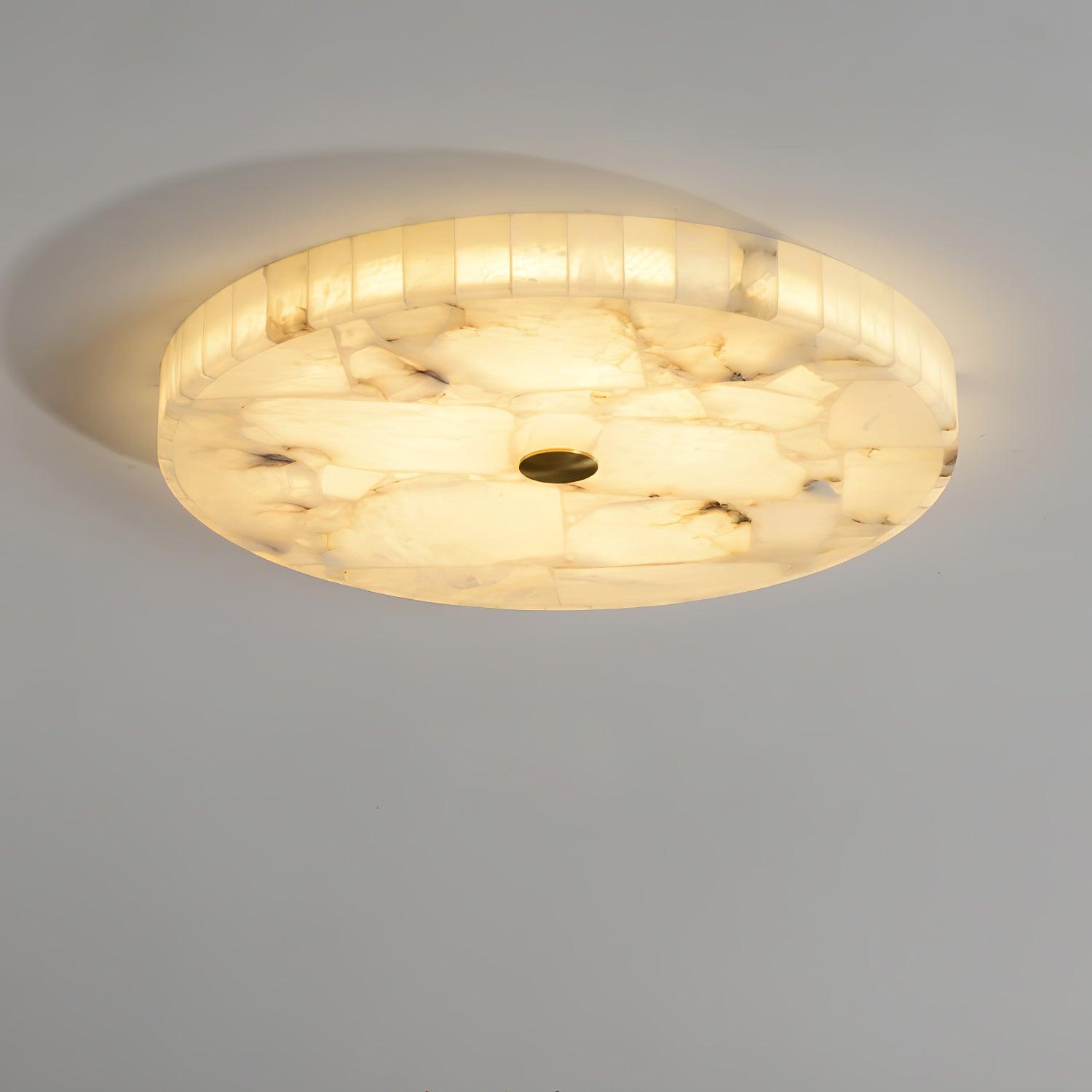 Alabaster Round Flush Mount Ceiling Light Fixture with Integrated LED - Unique Mosaic Design, Energy Efficient Lighting 10