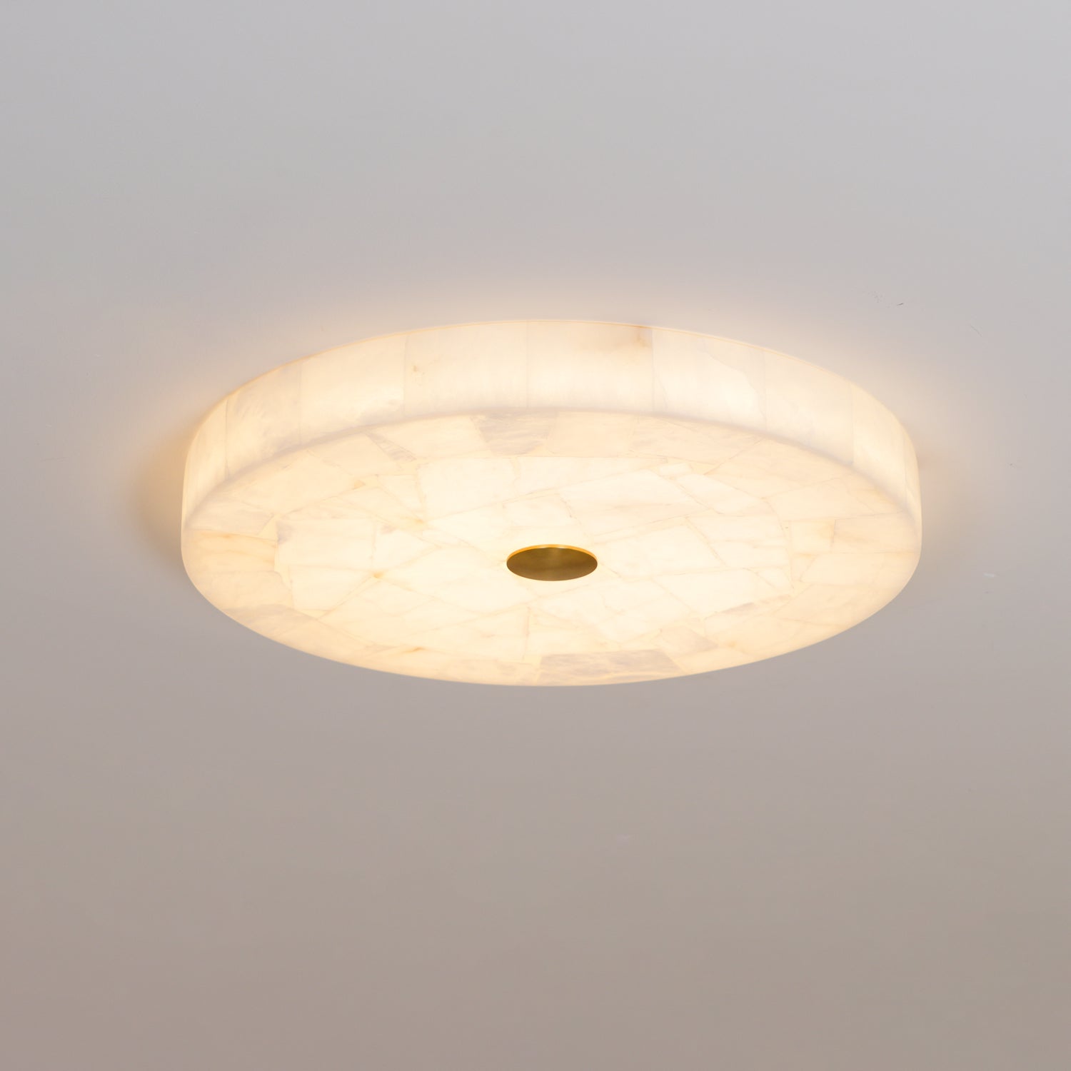 Alabaster Round Flush Mount Ceiling Light Fixture with Integrated LED - Unique Mosaic Design, Energy Efficient Lighting 3