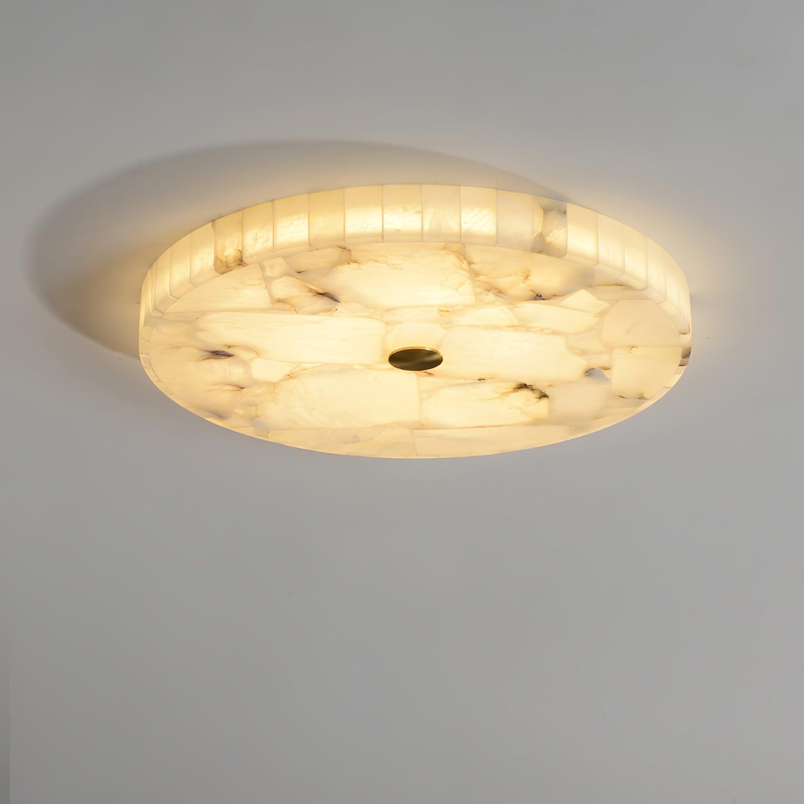 Alabaster Round Flush Mount Ceiling Light Fixture with Integrated LED - Unique Mosaic Design, Energy Efficient Lighting 7