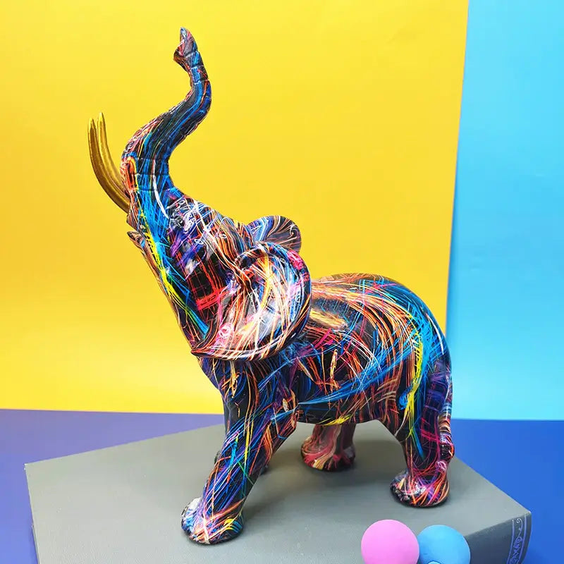 Handcrafted Abstract Elephant Statue | Unique Multicoloured Home Decor 4