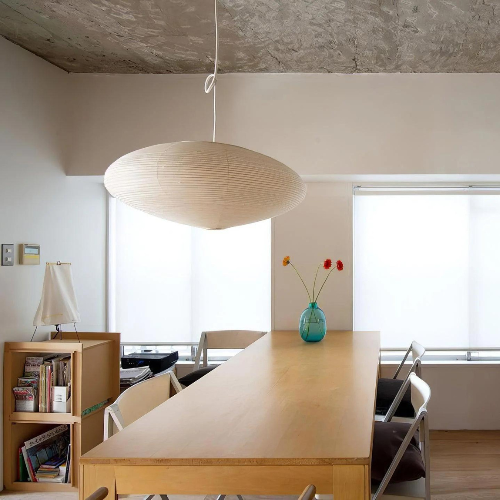 Japandi Ceiling Lamp | LED Light Fixture in Mulberry Paper for Dining Room and Living Spaces 3