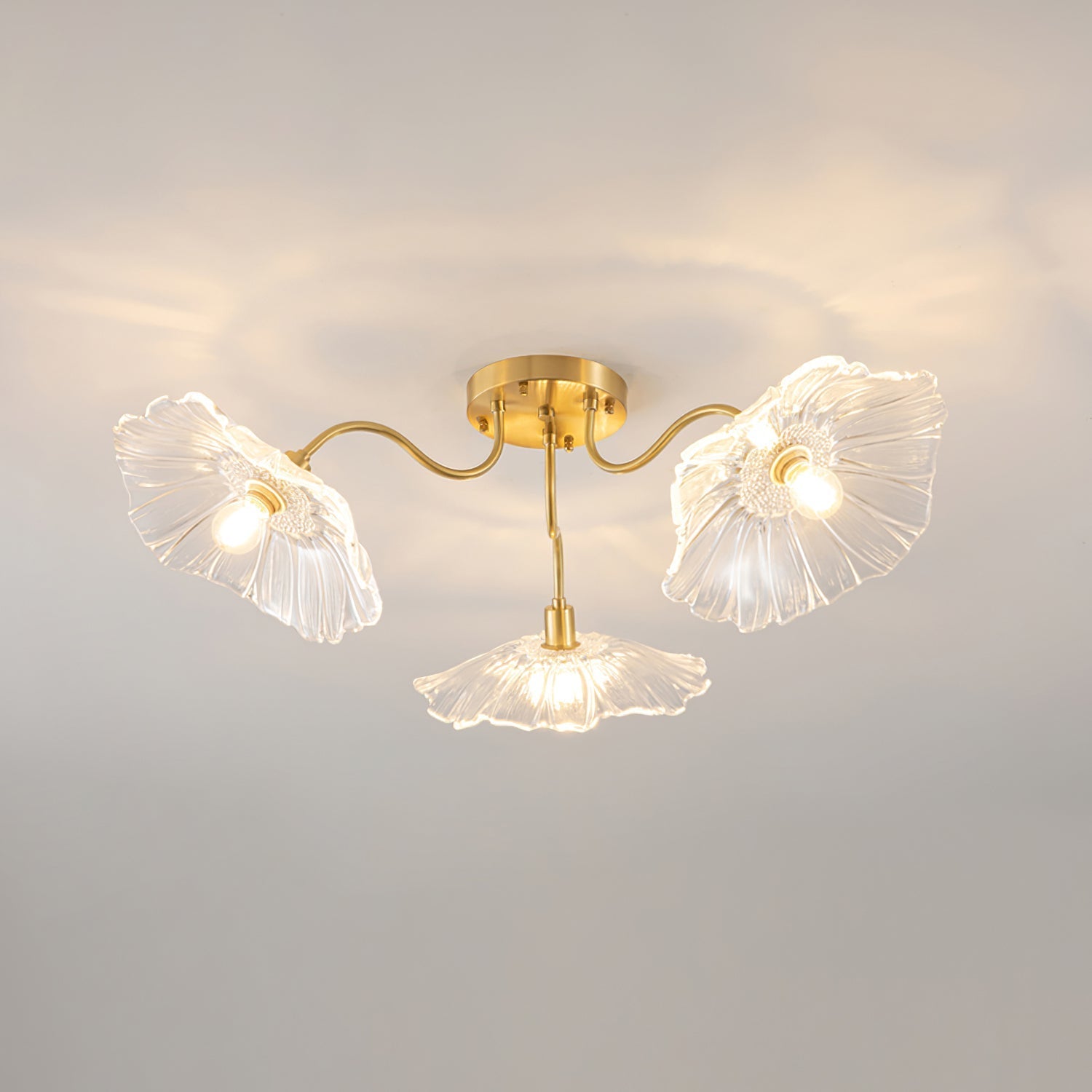 Lotus Leaf Flush Mount Ceiling Light | Elegant Glass Fixture for Stylish Interiors 0