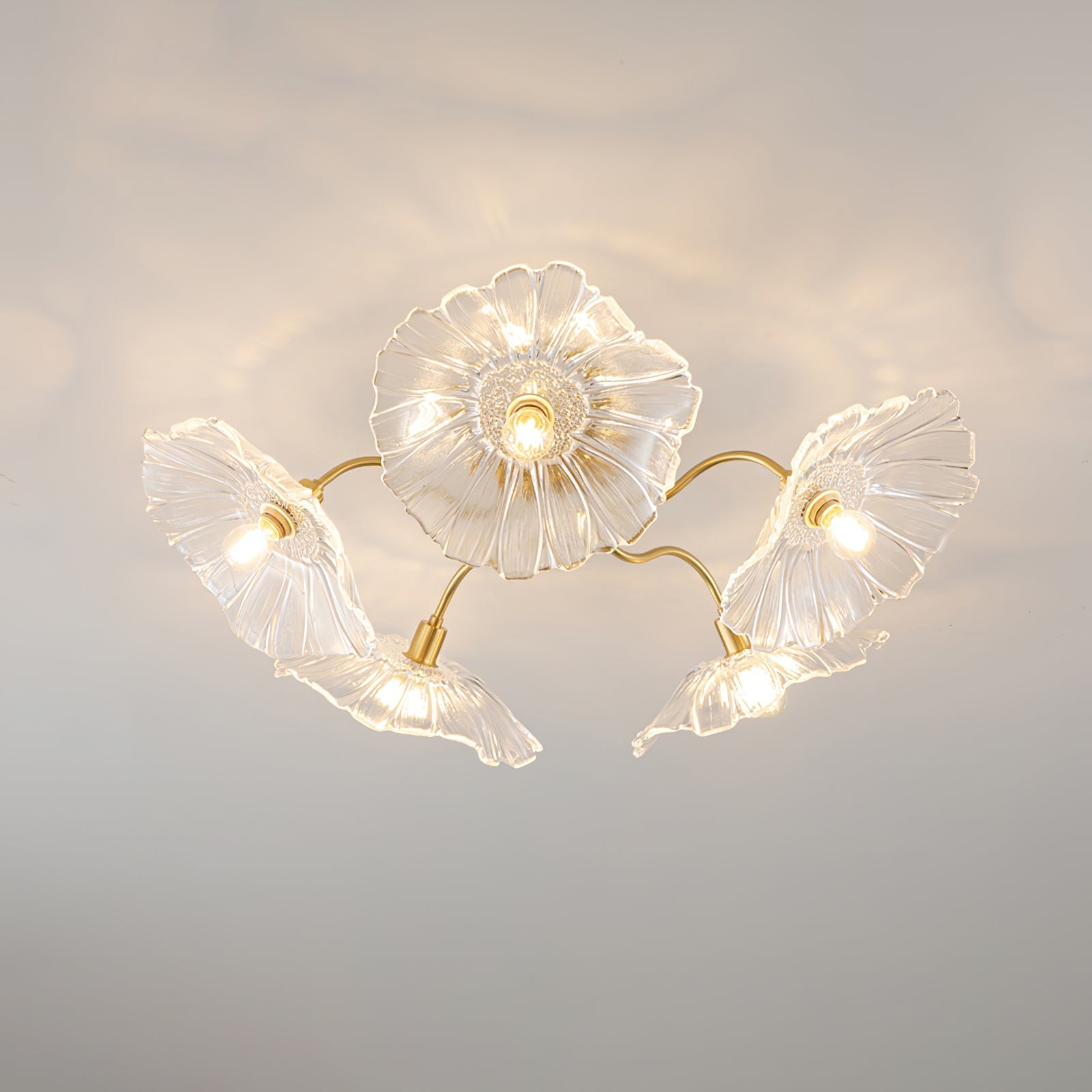 Lotus Leaf Flush Mount Ceiling Light | Elegant Glass Fixture for Stylish Interiors 12