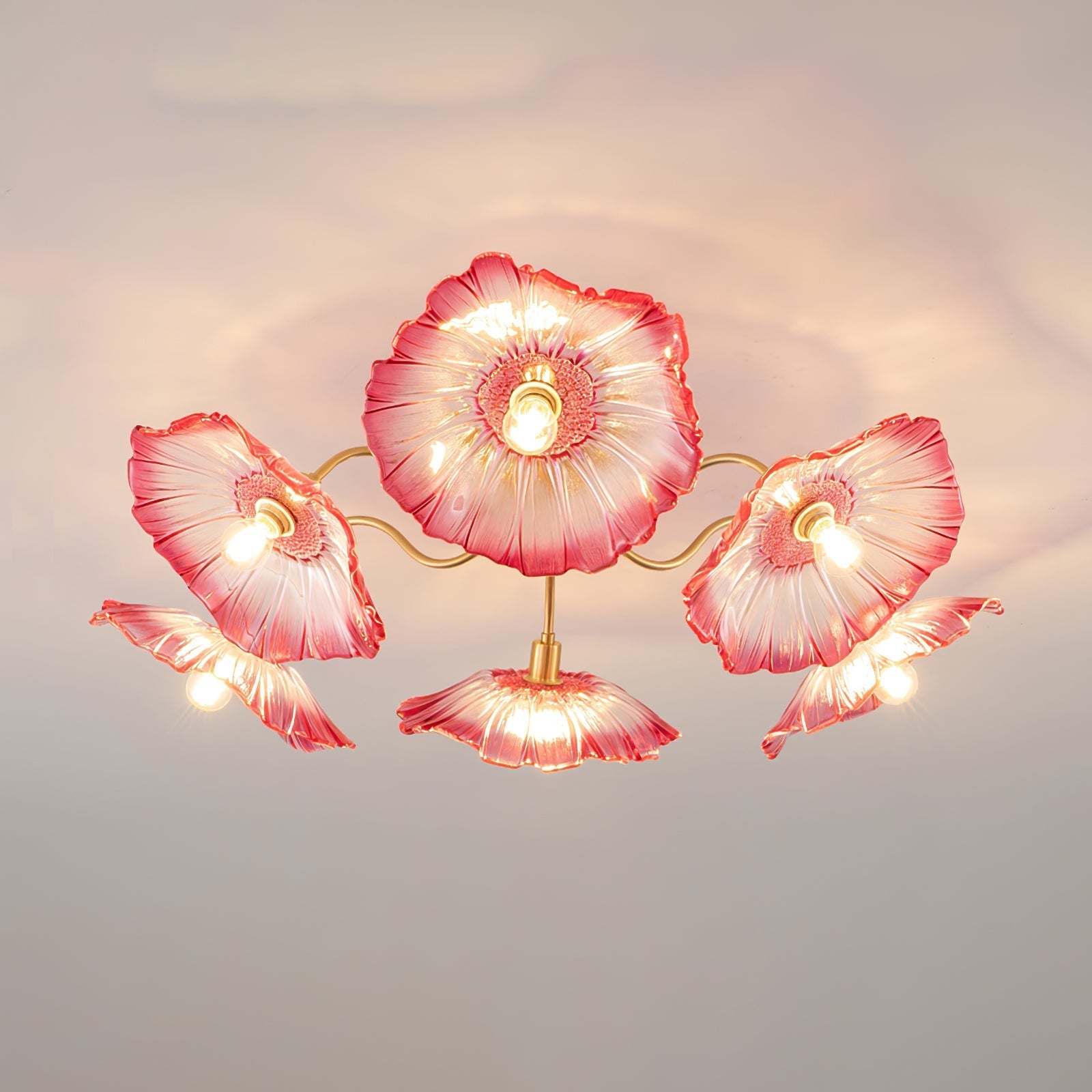 Lotus Leaf Flush Mount Ceiling Light | Elegant Glass Fixture for Stylish Interiors 9