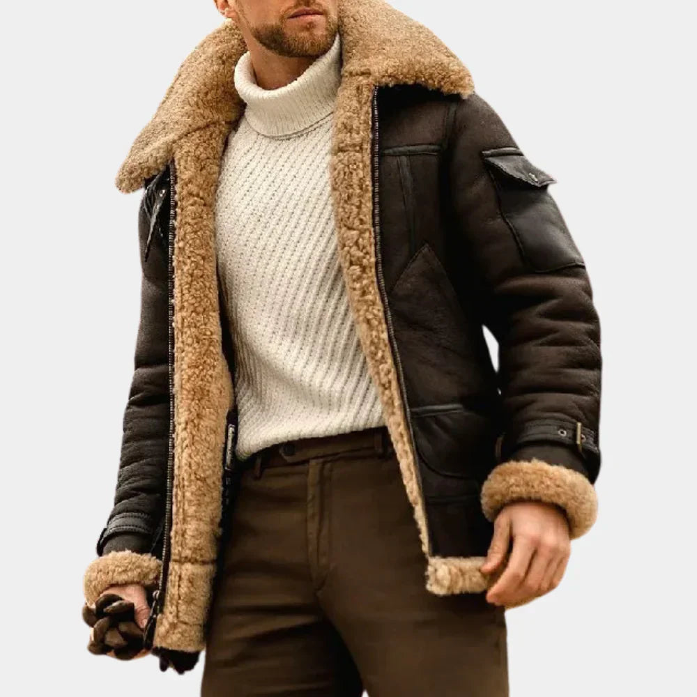 Lucas | Men's Leather Winter Aviator Jacket for Ultimate Warmth and Style 0