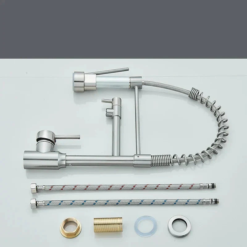 Matte Nickel Kitchen Faucet with 360-Degree Rotation and Pull-Out Spout 4