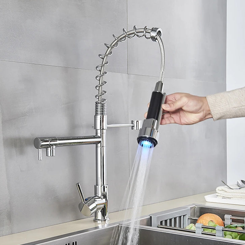SpringTwin | Dual Outlet Kitchen Mixer Tap with LED Color-Changing Technology 4