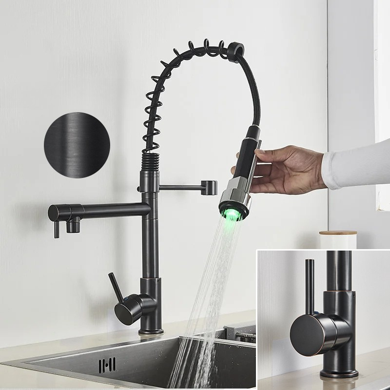 SpringTwin | Dual Outlet Kitchen Mixer Tap with LED Color-Changing Technology 8