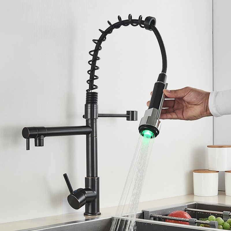 SpringTwin | Dual Outlet Kitchen Mixer Tap with LED Color-Changing Technology 9
